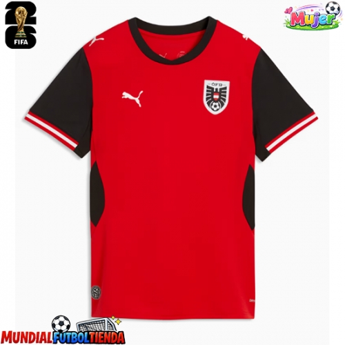 Camiseta Austria Primera Equipación Replica Mundial 2026 para mujer mangas cortas